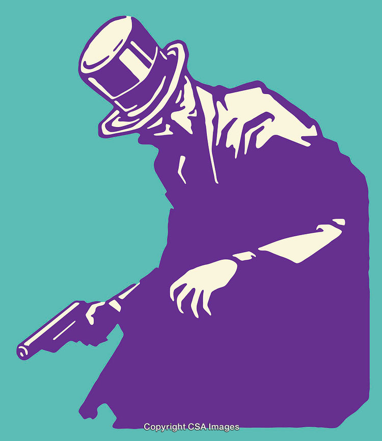 Elegant Silhouette of a Mysterious Individual Holding a Pistol