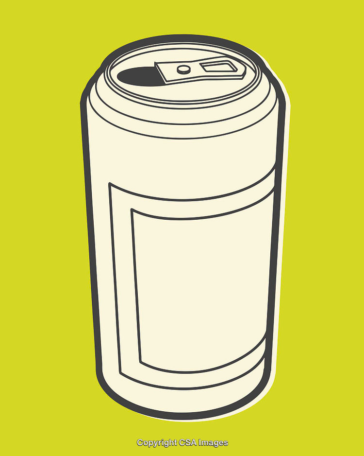 Minimalist Line Art Illustration of a Beverage Can on Lime Background