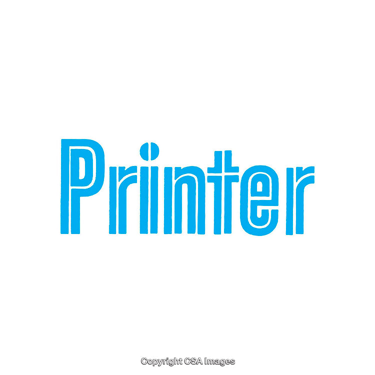Blue Printer Text on a Clean White Background