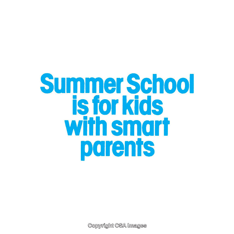 Blue Text Motivating Summer School for Children on White Background