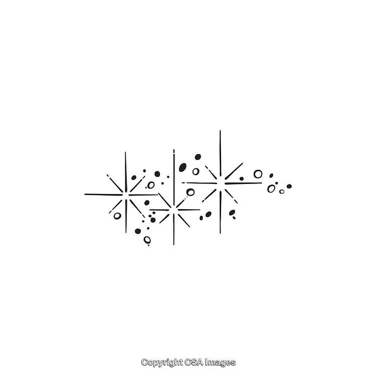 Abstract Black and White Star Pattern With Geometric Accents and Shapes