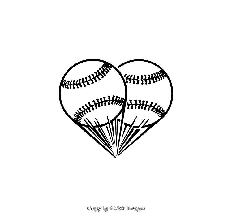 Baseball-Themed Heart Concept in Creative Black and White Line Art Design