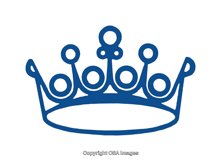 Simple Icon Illustration of a Blue Royal Crown with Circles