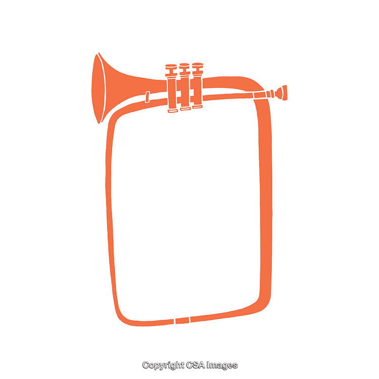 Abstract Orange Colored Graphic of a Trumpet with a Square Frame