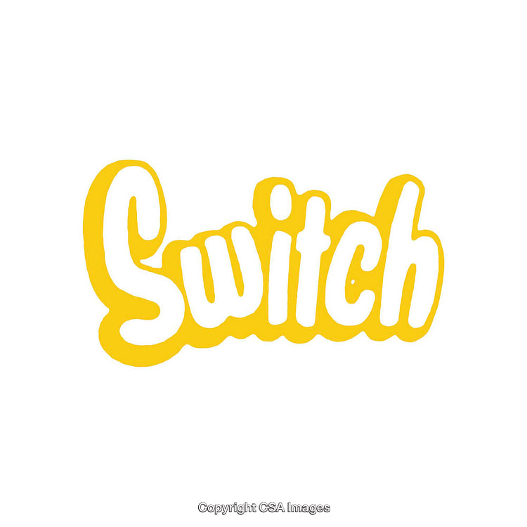 Yellow Switch Word Design with Bold Typography on a Clean Background