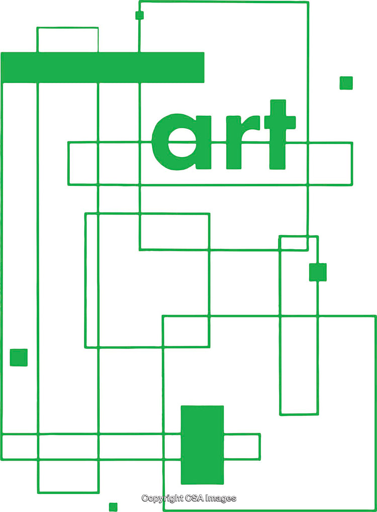Minimalist Green Line Art Composition with Geometric Patterns on White Background