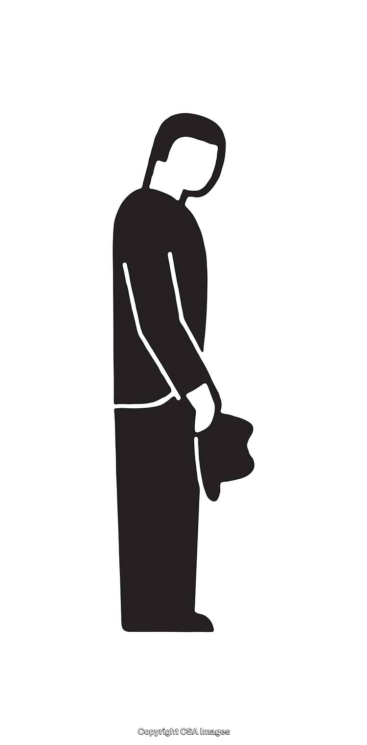 Simplistic Silhouette of a Pensive Male Figure in Black and White