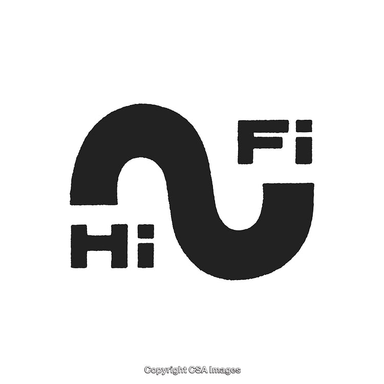 Bold Hi-Fi Logo Design in Black on White Background
