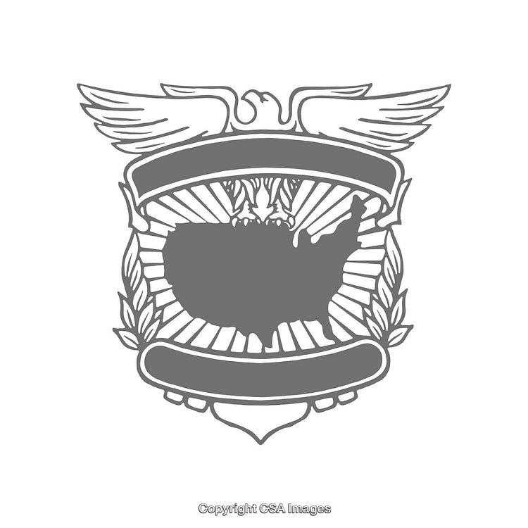Elegant Heraldry Design Featuring USA Map and Wings Emblem in Gray