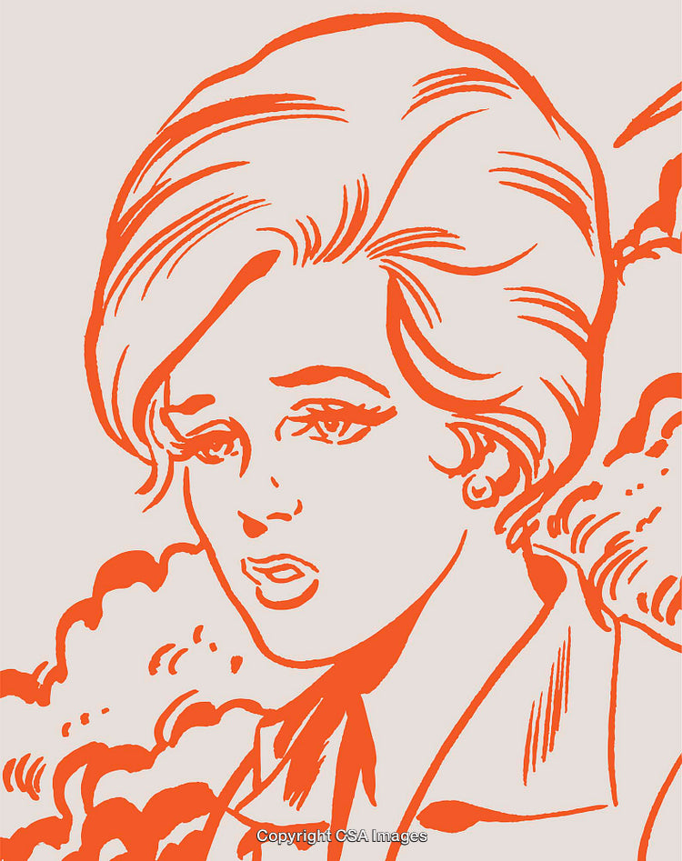 Stylized Retro Illustration of a Woman in Classic Comic Art Style