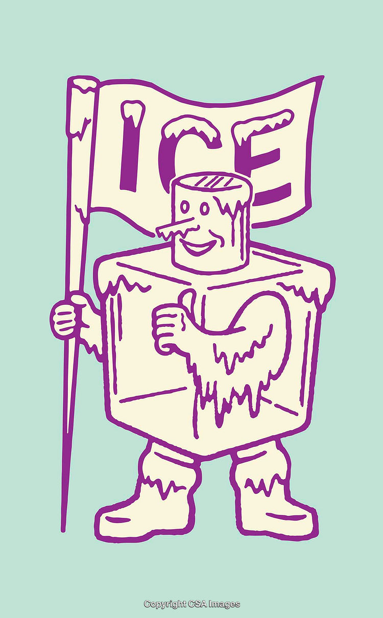 Playful Ice Cube Character Illustration With Melting Details and Bright Colors
