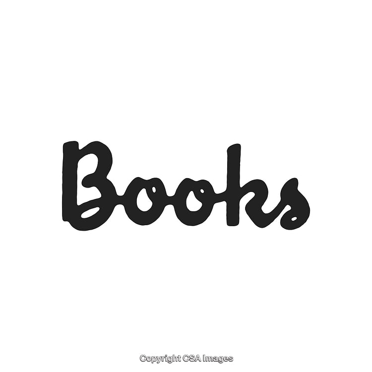 Black Handwritten Text Reading 'Books' on a Plain White Background