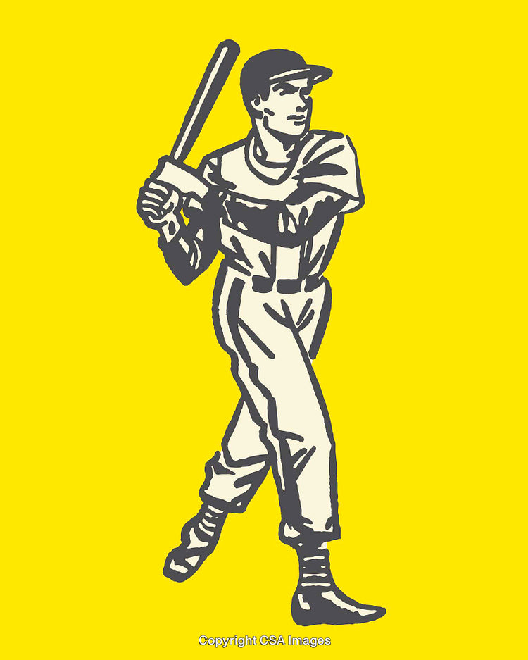 Illustration of a Baseball Player Holding a Bat in a Uniform