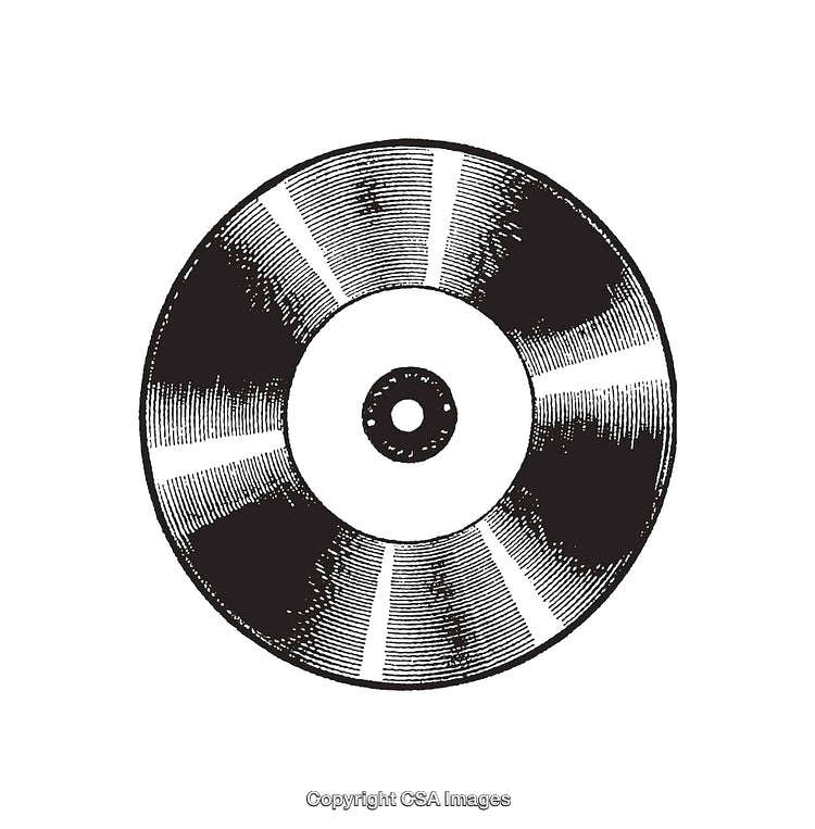 Abstract Black and White Vinyl Record Line Art Illustration