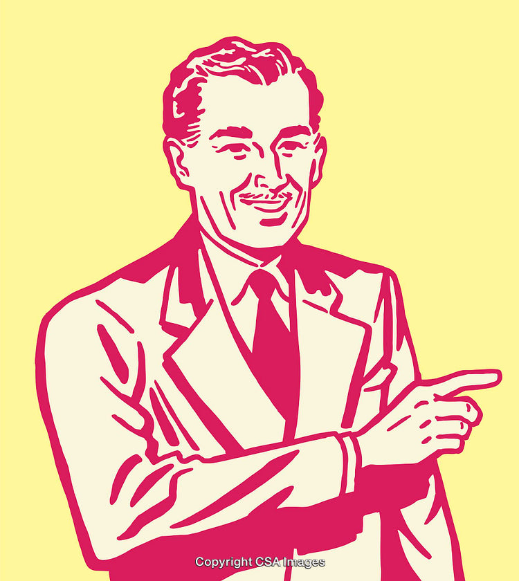 Retro Style Illustration of Smiling Man in a Business Suit
