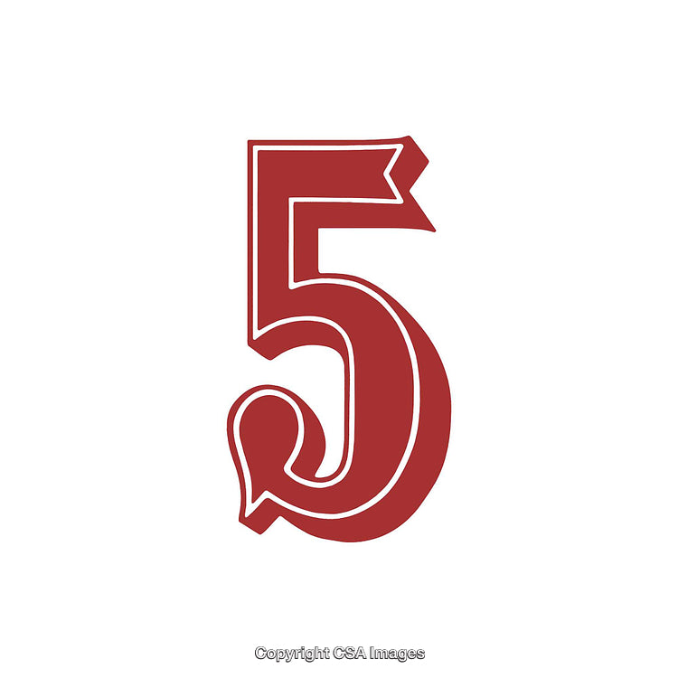Stylized Red Number Five on a Clean White Background