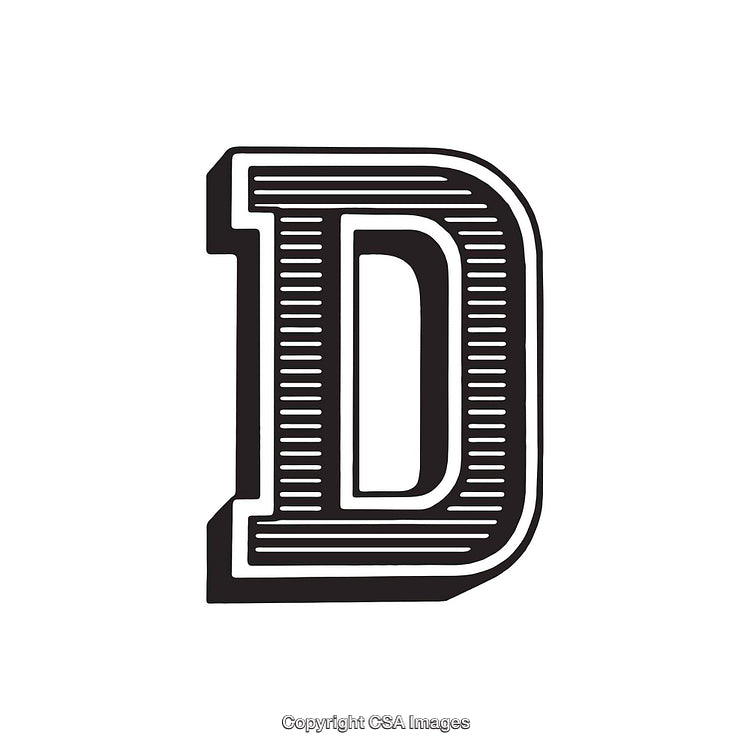 Artistic Black And White Vintage Letter D Illustration With Ornate Details
