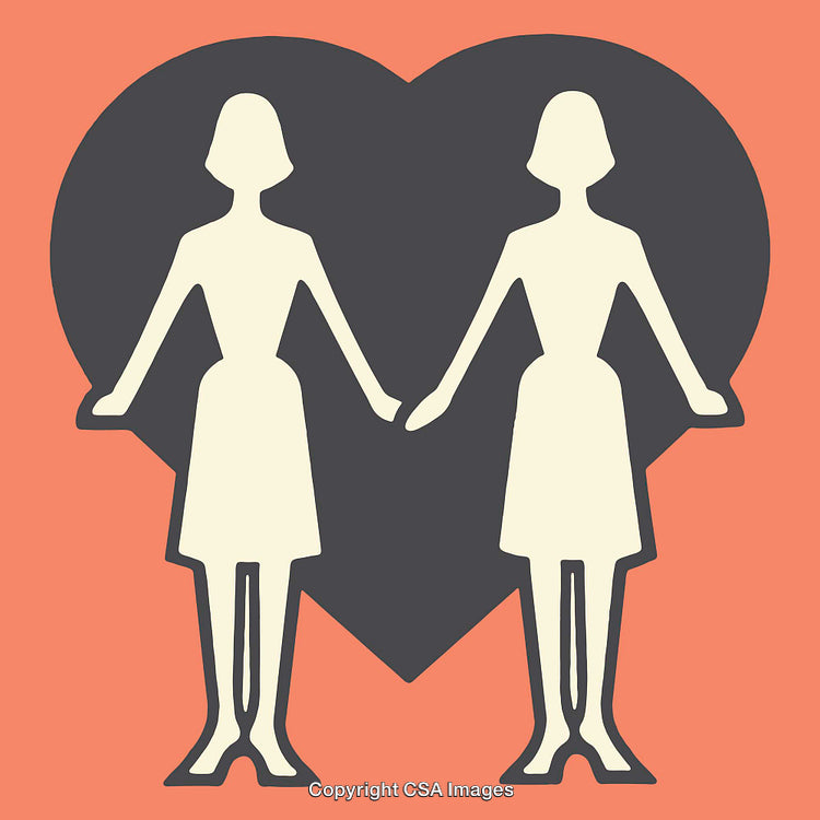 Minimalistic Art of Two Figures with Heart Symbol in Background