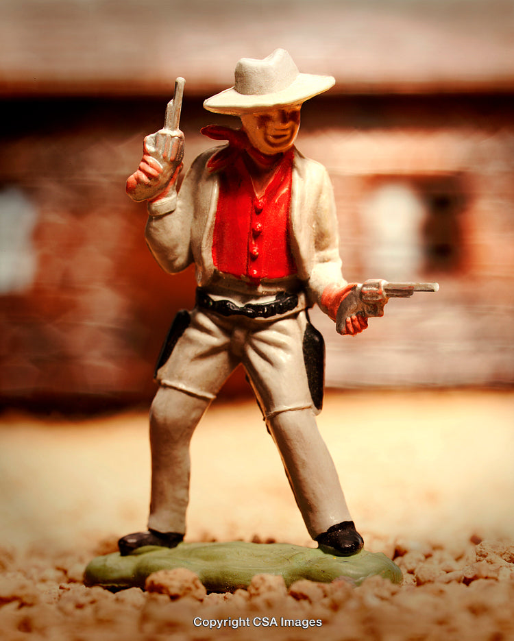 Plastic Cowboy Figure on a Detailed Miniature Western Scene