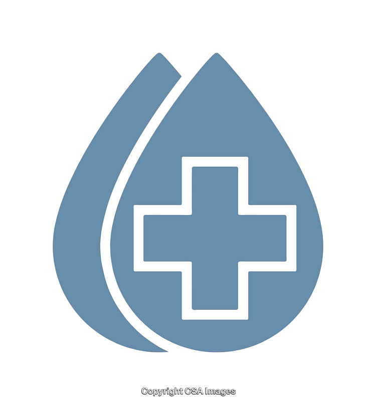 Blue Medical Cross In Stylized Droplet Icon Design