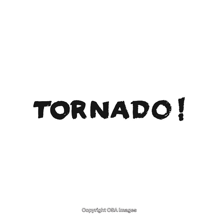 Bold Tornado Typography on a Simple White Background for Weather Themes