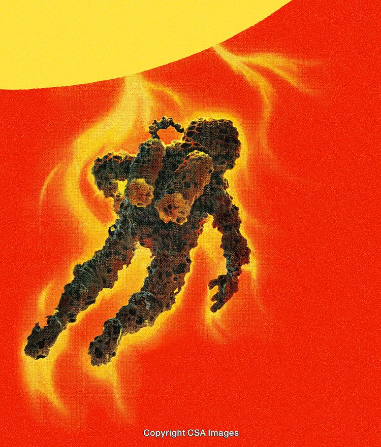 Abstract Depiction of Intense Flames and a Textured Fiery Figure