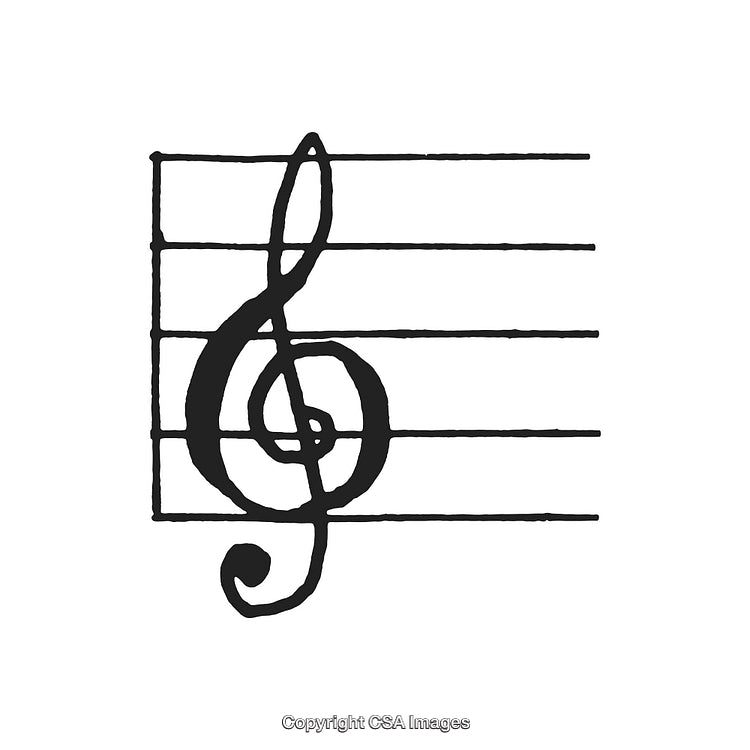 Artistic Illustration of a Treble Clef on Musical Staff Notes