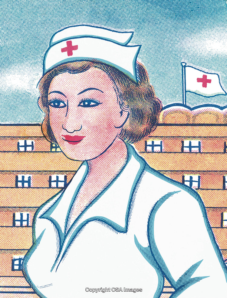 Illustration of a Nurse in a Vintage Comic Style Artwork