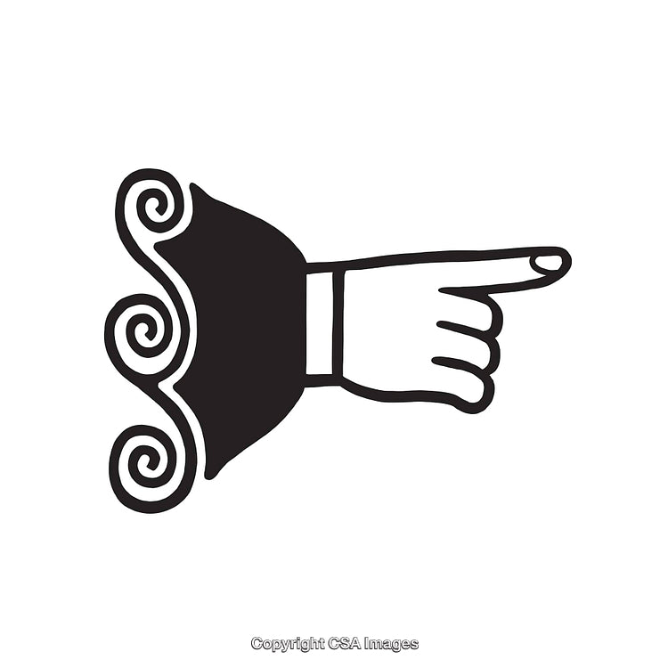 Black and White Line Art of a Hand Pointing Right