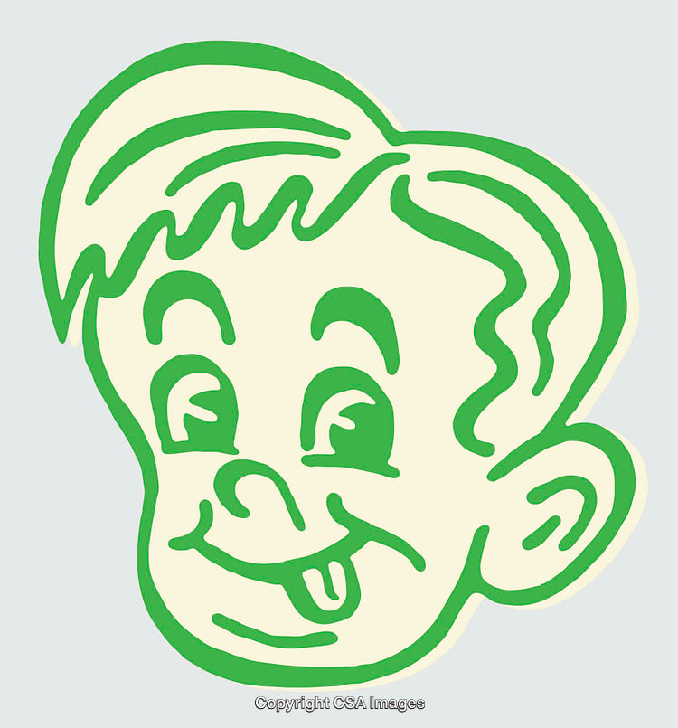 Playful Cartoon Style Line Art Illustration of a Cheerful Child's Face