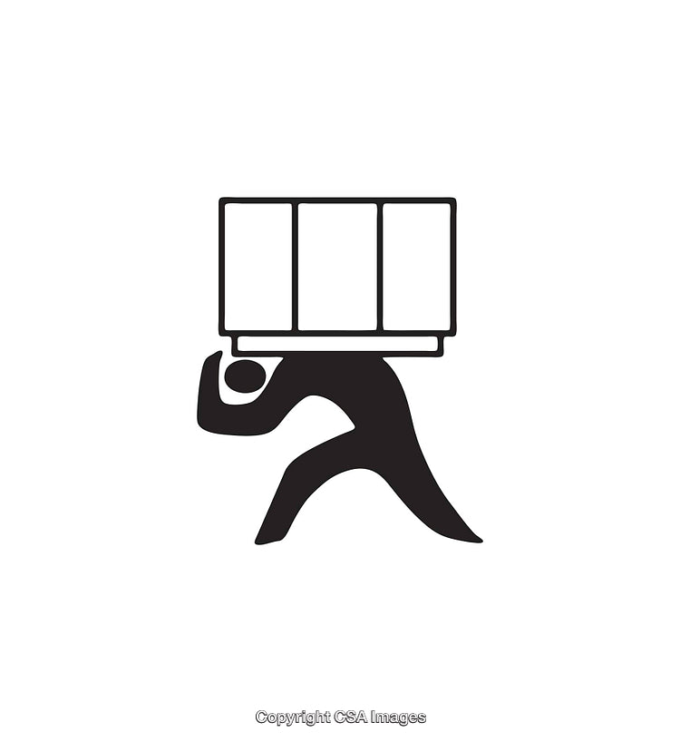 Silhouette Icon of Person Carrying a Heavy Load in Black and White Design