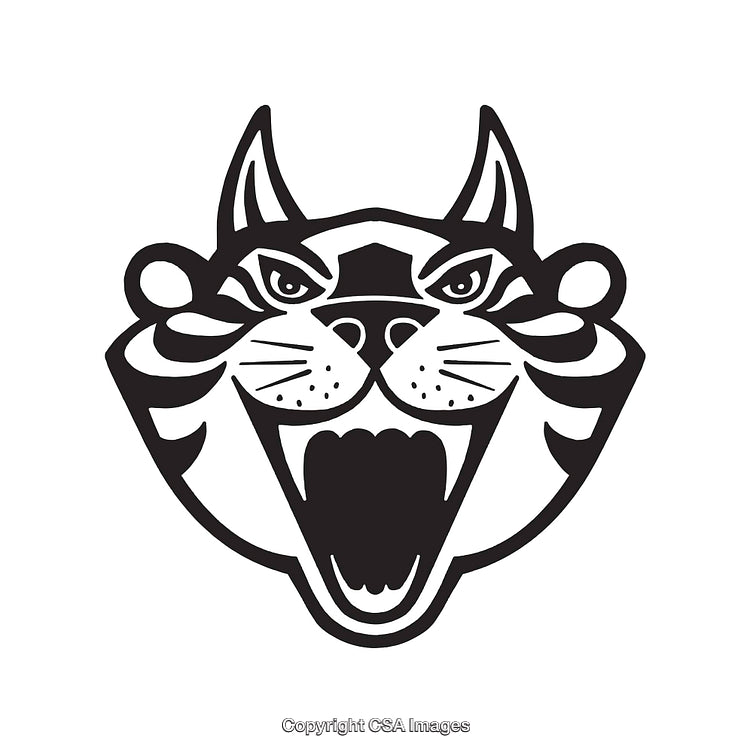 Fierce Roaring Animal Head Illustration in Black and White Design