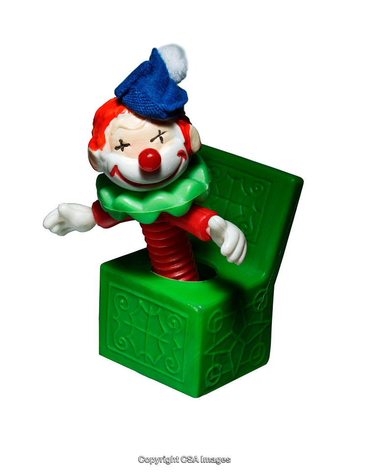 Colorful Jack-in-the-Box Toy Featuring Bright Clown Figure Emerging Open