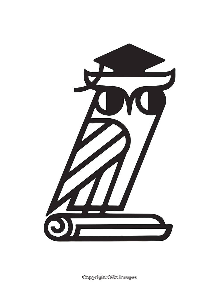 Stylized Line Art Illustration of an Owl Symbolizing Wisdom and Education