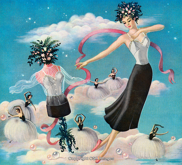 Surreal Ballet Scene With Dreamy Cloud Setting and Graceful Dancers