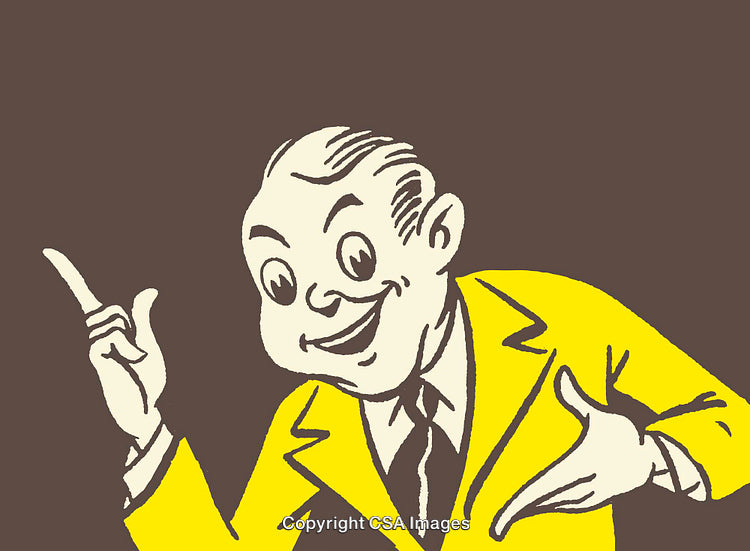 Retro Style Illustration of a Smiling Man in a Yellow Jacket