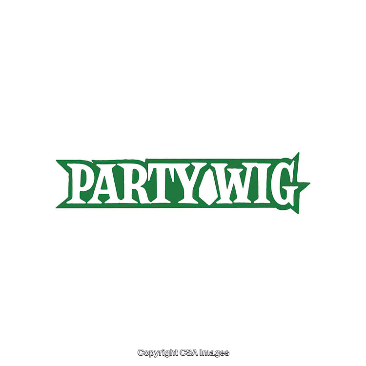 Bold Green Party Logo With Decorative Typography on White Background