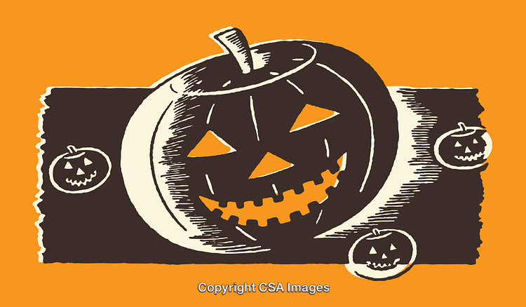 Vintage Halloween Artwork Featuring a Jack-O-Lantern Design