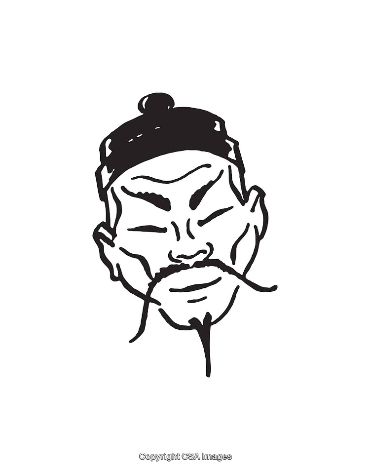 Black and White Line Art Illustration of a Classical Male Portrait