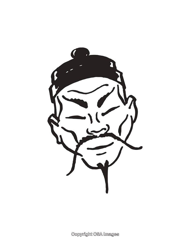 Black and White Line Art Illustration of a Classical Male Portrait