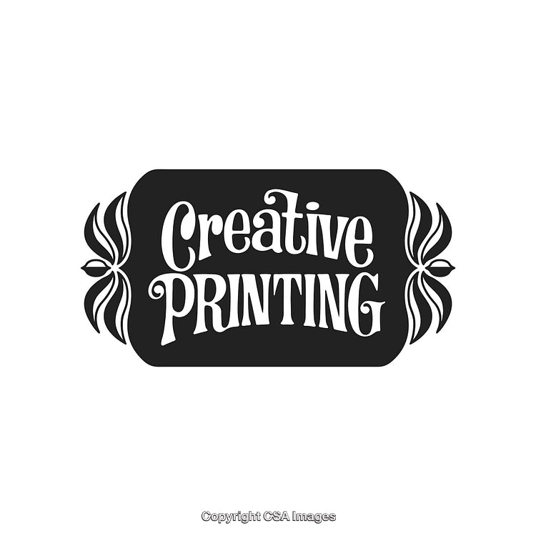Creative Typography Design with Decorative Elements in Black and White Style
