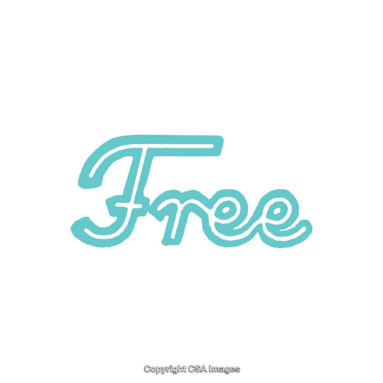 Turquoise Text 'Free' Displayed on a Simple White Background