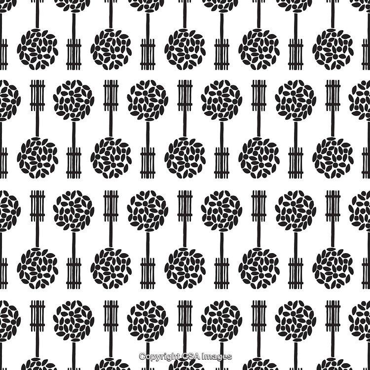 Black and White Abstract Tree Key Pattern Design