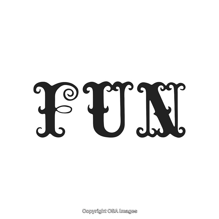 Fun Text Design with Ornate Letters on White Background