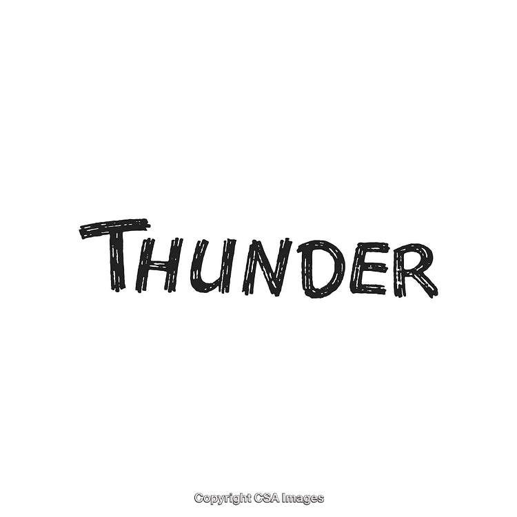 Black Handwritten Thunder Text on a Simple White Background
