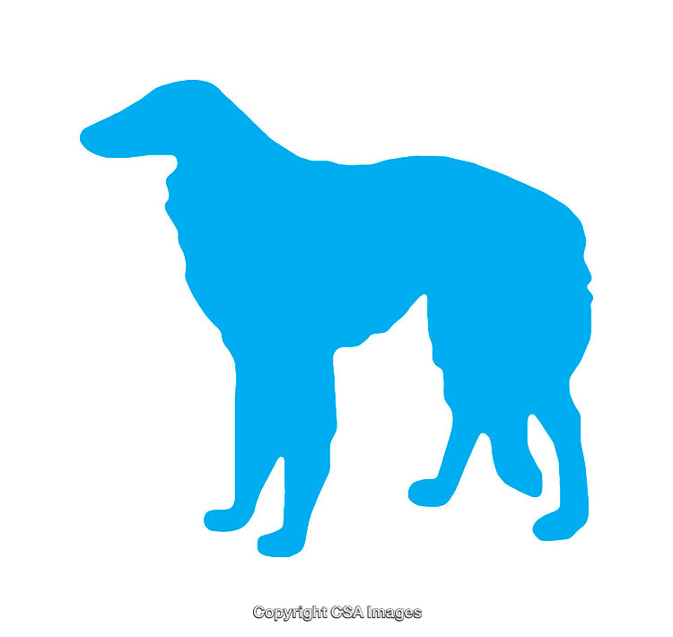 Blue Silhouette of a Dog Side View on White Background
