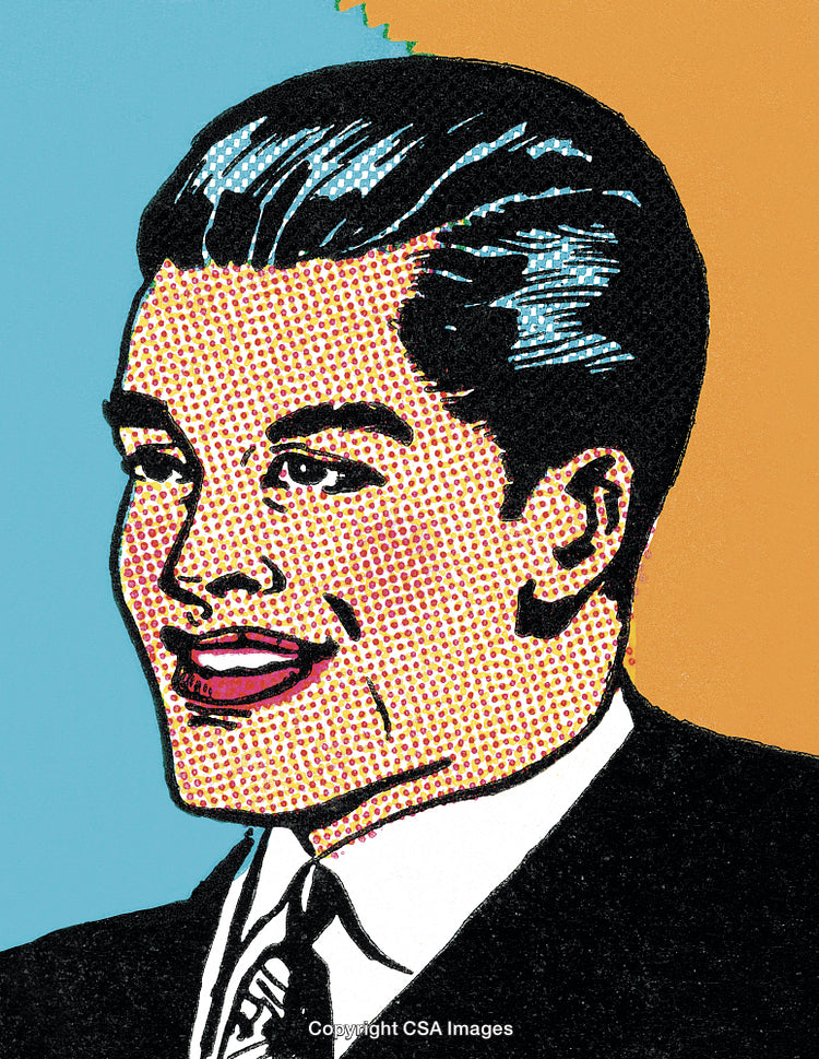 Retro Comic Style Colorful Illustration of a Smiling Professional Man