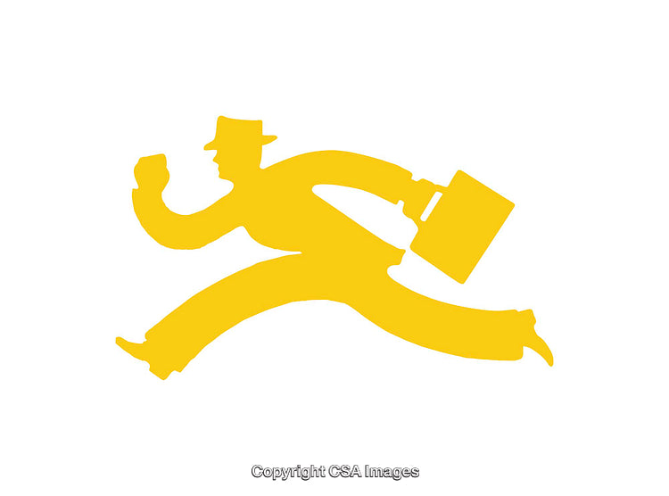 Yellow Silhouette of Businessman Running With a Briefcase
