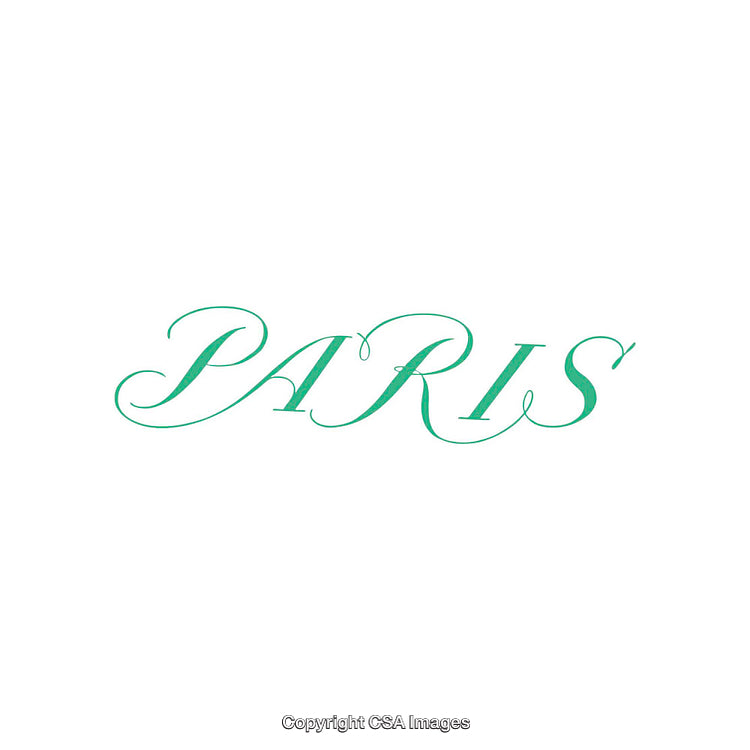 Elegant Green Typography of the Word 'Paris' in Script Font
