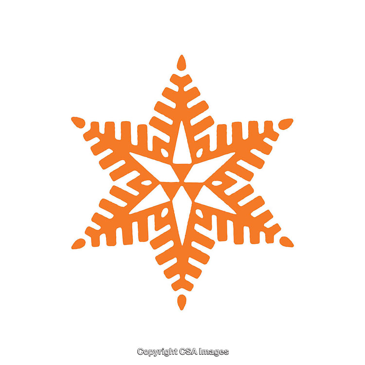 Orange Star-Shaped Ornament with Intricate Patterns on White Background